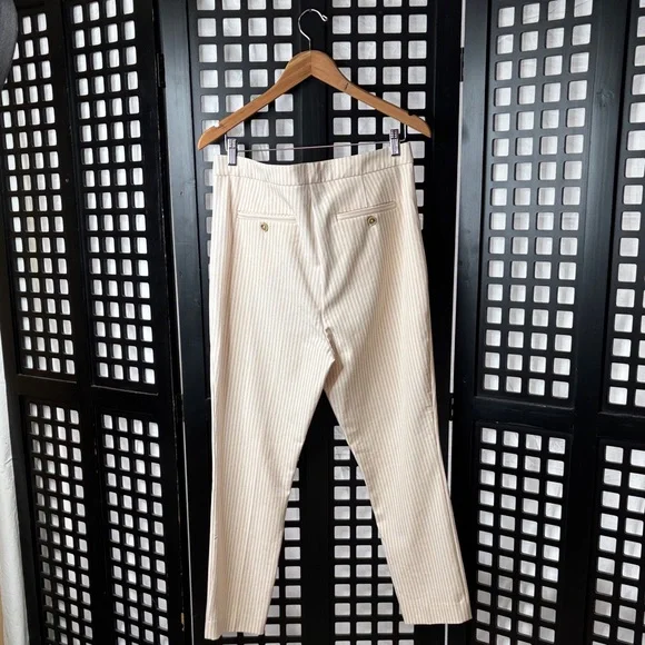 ๐ค Anthropologie Essential Slim Striped Cream Pants Size 12 ๐ค - Picture 9 of 16